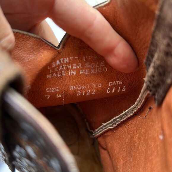 Dan Post square toe brown low heeled mid calf cowboy western boots DP 3426 - Picture 8 of 10